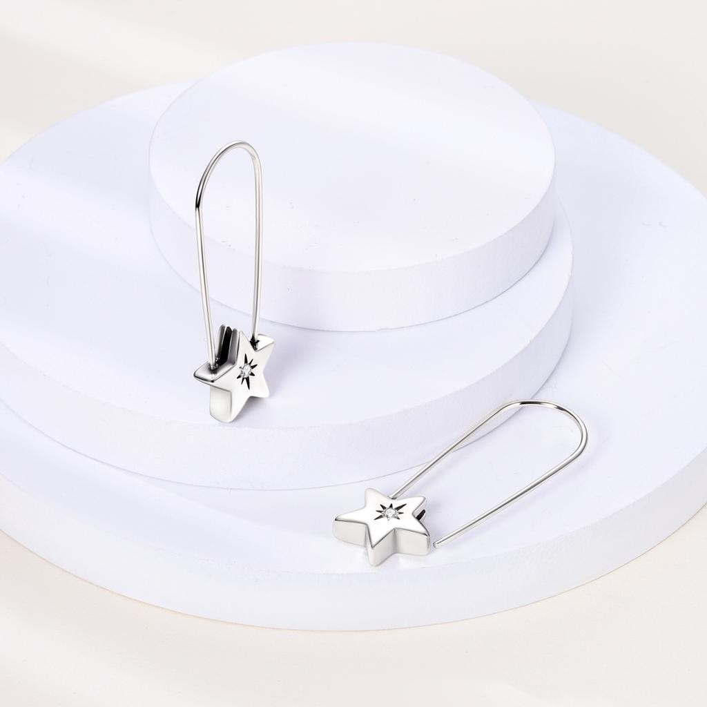 Copper Plated Hoop Earring Moon And Star Eardrop Pendientes For Woman Party Anniversary Fine Jewelry