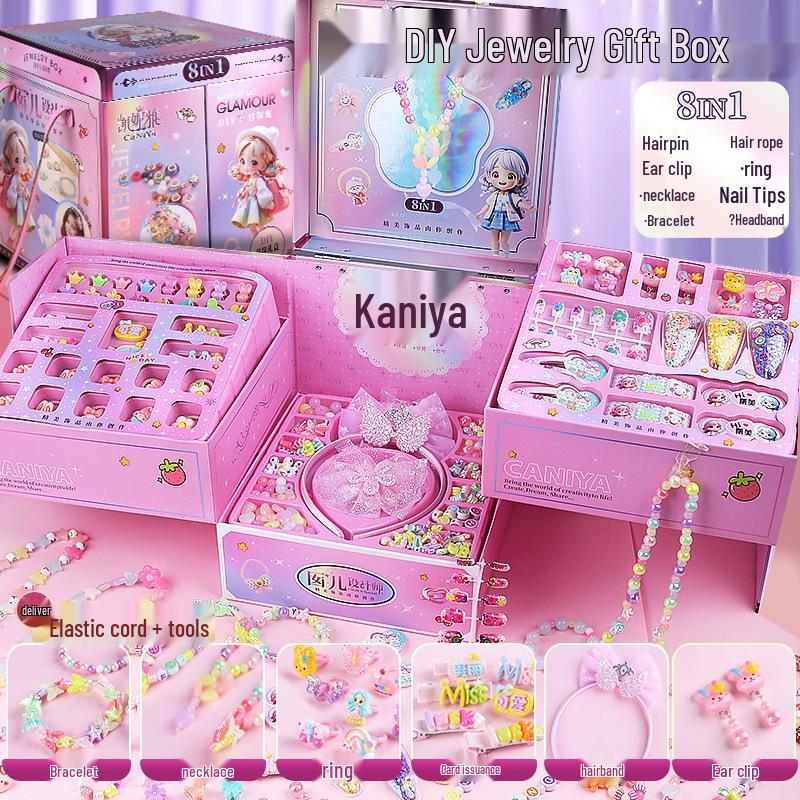 

Набор для создания украшений своими руками «Сокровище принцессы»: Набор браслет и ожерелье ручной работы из бисера для девочек