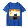 Whimsical Cat Explosion Graphic T Shirt Men Women Oversized 100% Cotton Funny Hot Sale Short Sleeve Summer Print Unisex Tops