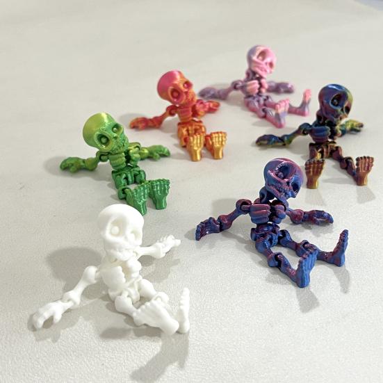 5Pcs/Set Human Skeleton Ornament Mini Halloween Skeleton Figurine with Movable Joints Poseable Articulated Skeleton Decoration