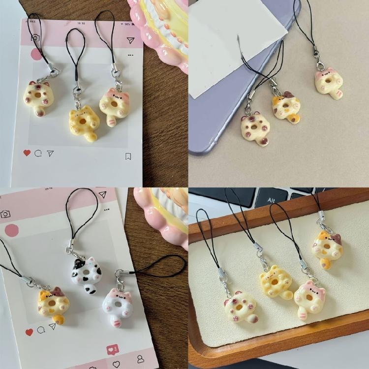 6Pieces Cats Phone Chain Fashion Bag Accessory Stylish Cats Phone Pendant Resin Texture Suitable for Unique Home Decors
