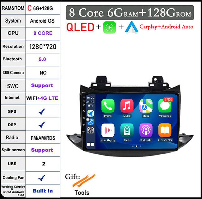 Android 14 Car Radio For Chevrolet Tracker Trax 2016 - 2019 DSP QLED Multimedia Video Player Bluetooth Navigation GPS WIFI