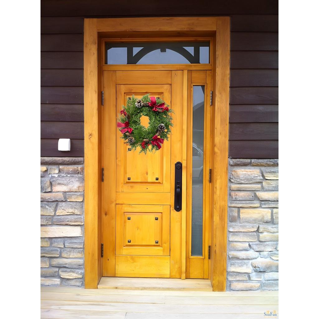 Christmas Rattan Wreath Garland With Berry And Flowers- Diy Fireplace Decor And Tree Ornament