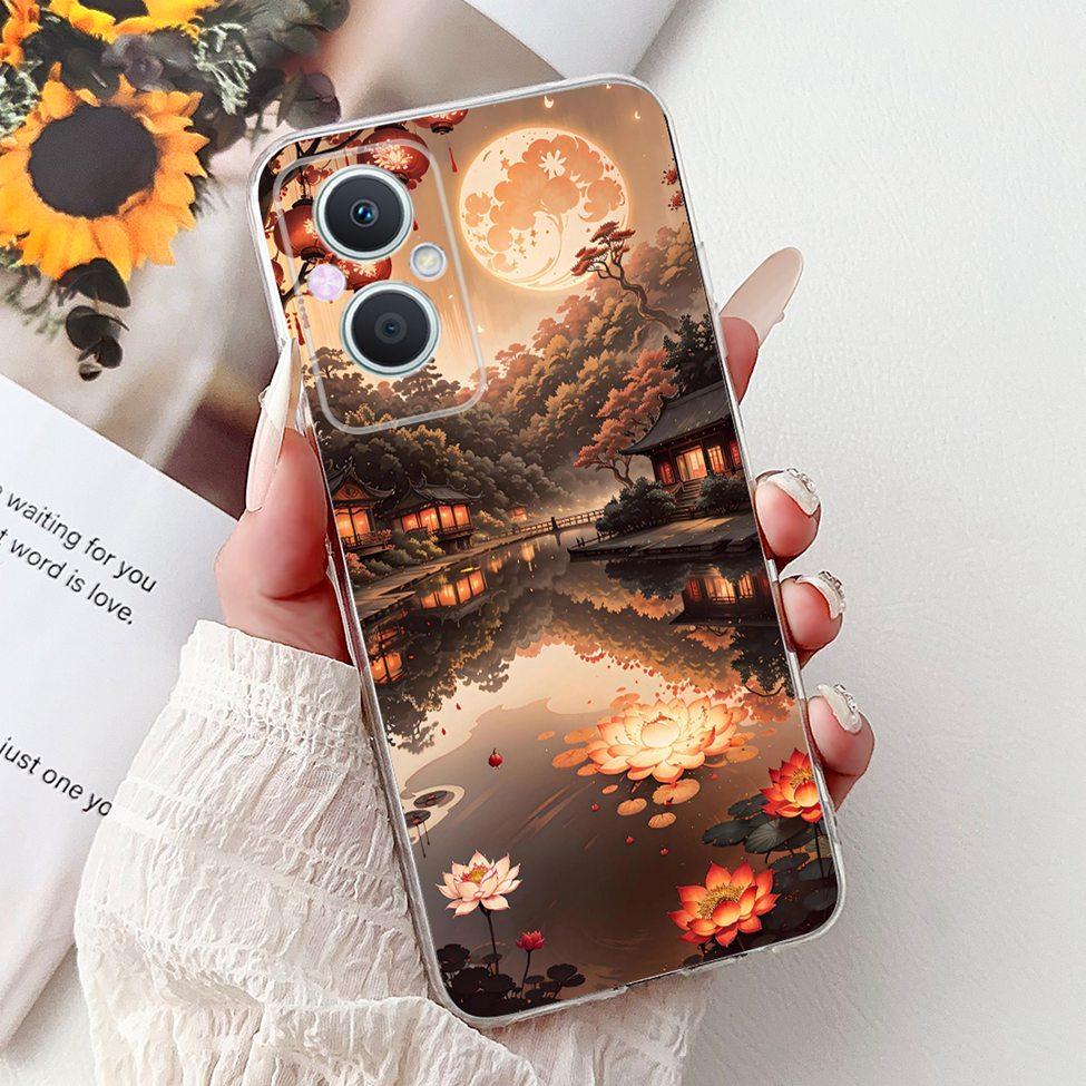 Clear For Oppo Reno 7Z 5G CPH2343 Case For Oppo Reno 8Z 5G CPH2457 Cover Luxury Butterfly Love Fashion Flowers Cool Lion Painted