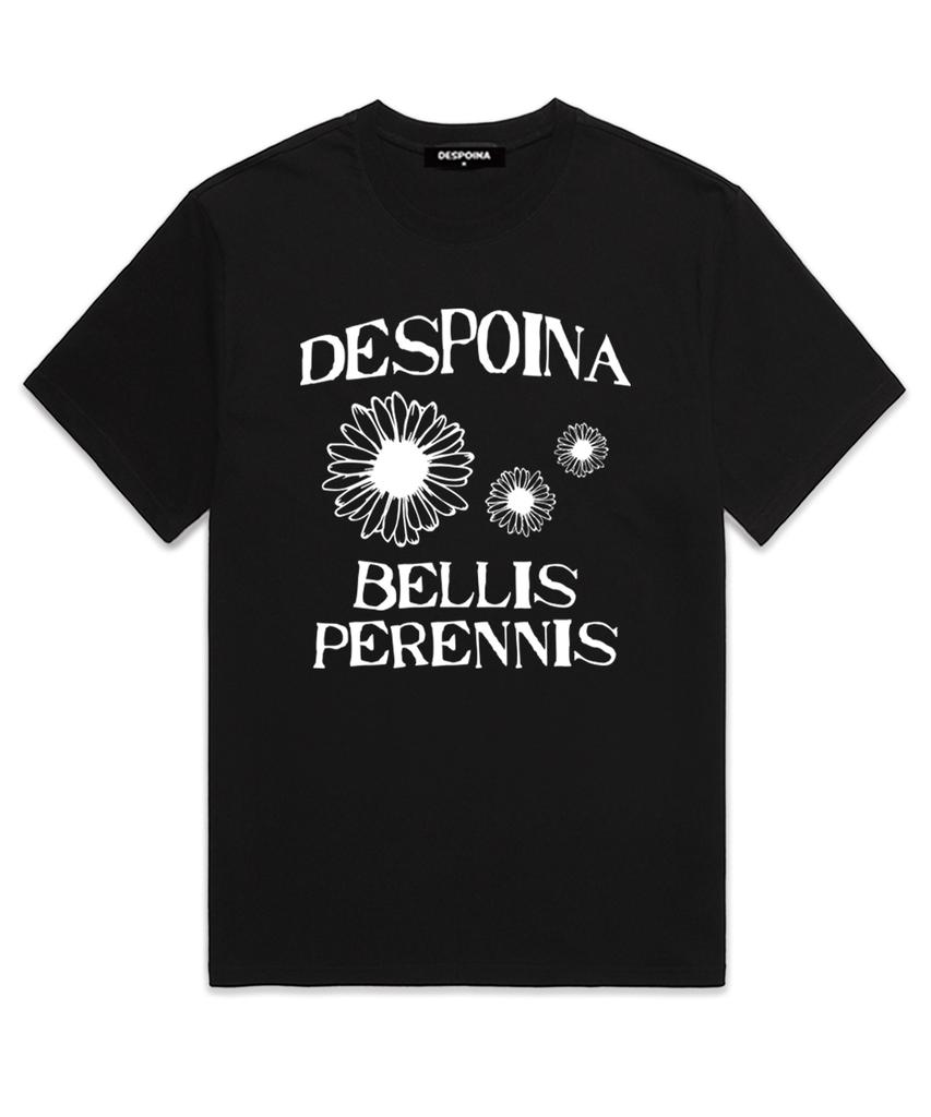 Ujeu Bellis Perennis Oversized Short Sleeve T-Shirt (Ds011) Black