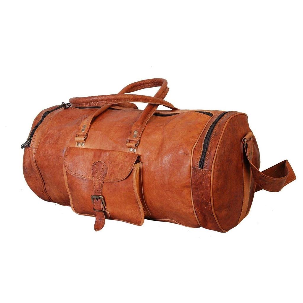 New Goat Leather Duffle Travel Luggage Gym Vintage Genuine Weekend Overnight Bag