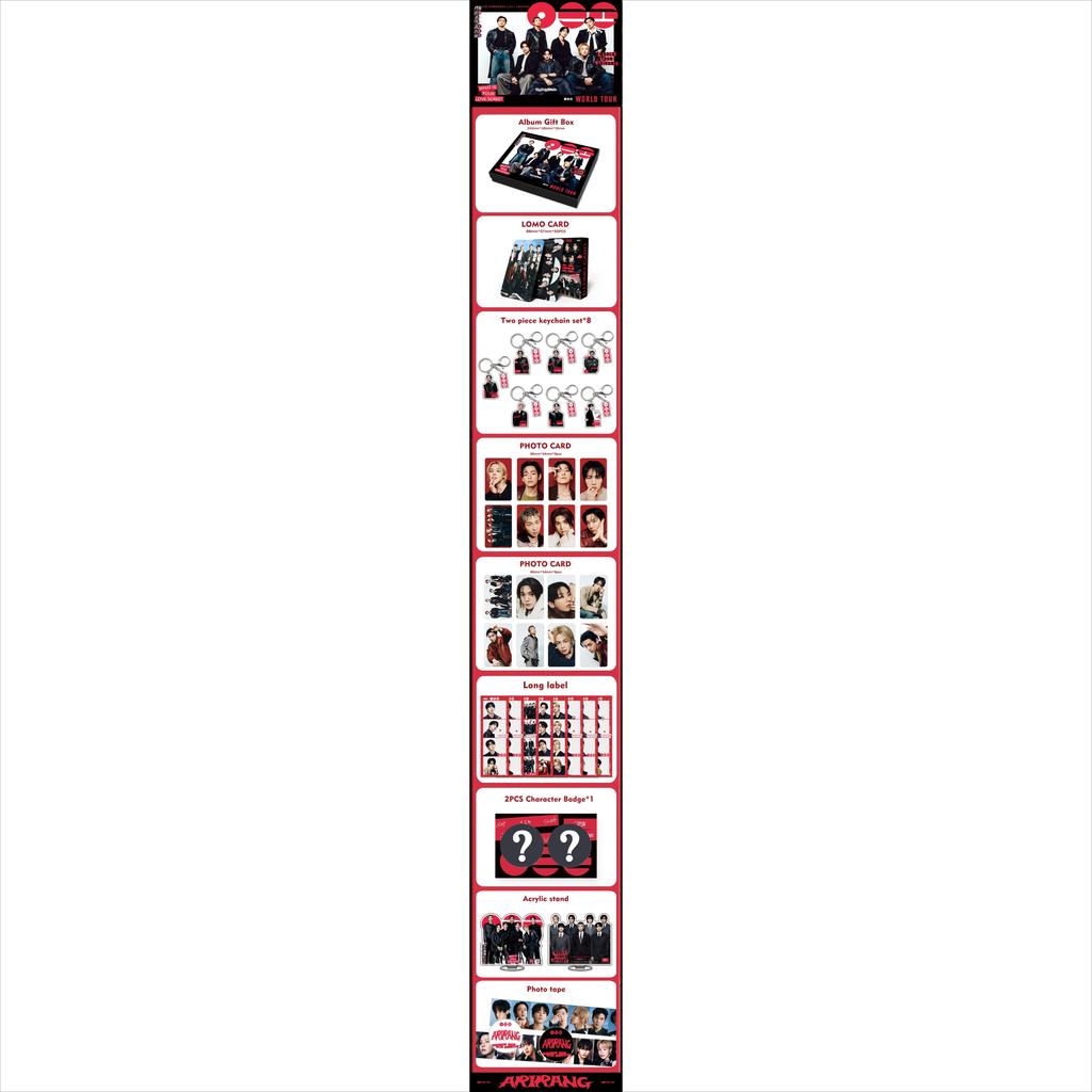 Kpop BTS Arirang World Tour Merchandise Gift Box Set with Acrylic Standee Lomo Cards Member Keychains Postcards Badge for ARMY Fans Collection Gift