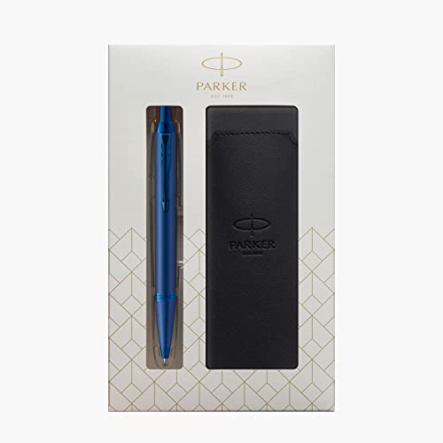 

PARKER IM Monochrome Blue BLT Ballpoint Pen, Medium Nib, Oil-Based, with Pencil Case, Gift Box Set, Officially Imported, 2173279 V1d