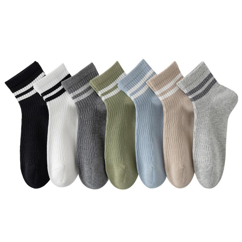 Men's Summer Thin Stripe Breathable Sweat Absorption Deodorant Anti Pilling Boneless Sports Socks