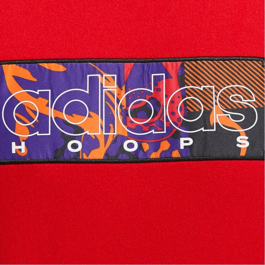 Adidas Novoroční edice Basketbalová fleecová mikina s kulatým výstřihem Pánské topy Světle karmínová GQ2834