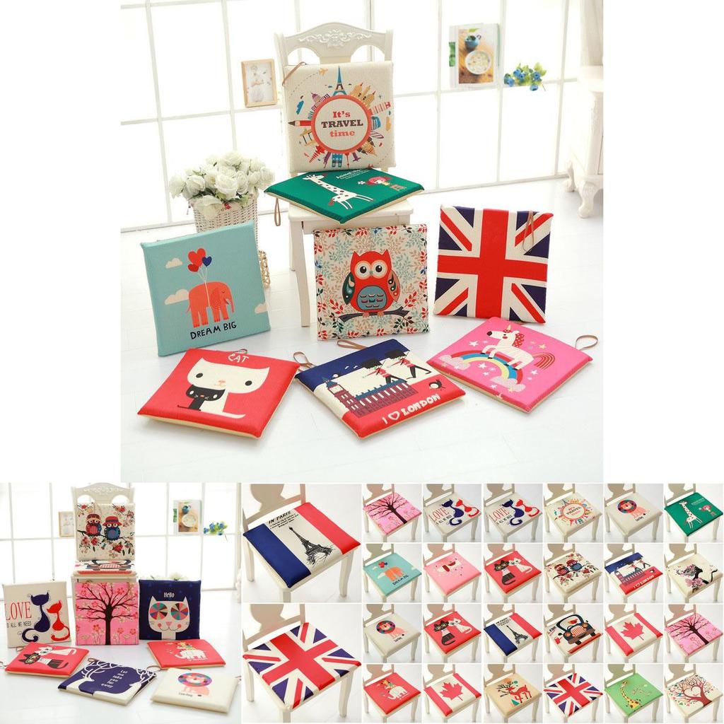 Cartoon-Muster Memory-Schaum Quadratische Stuhlkissen mit abnehmbarem waschbarem Bezug