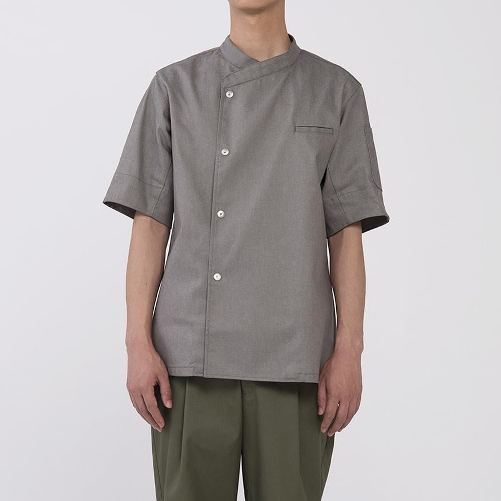 Seven Uniform BA1089-6 Brown, Large, Unisex Short Sleeve Denim Chef Coat