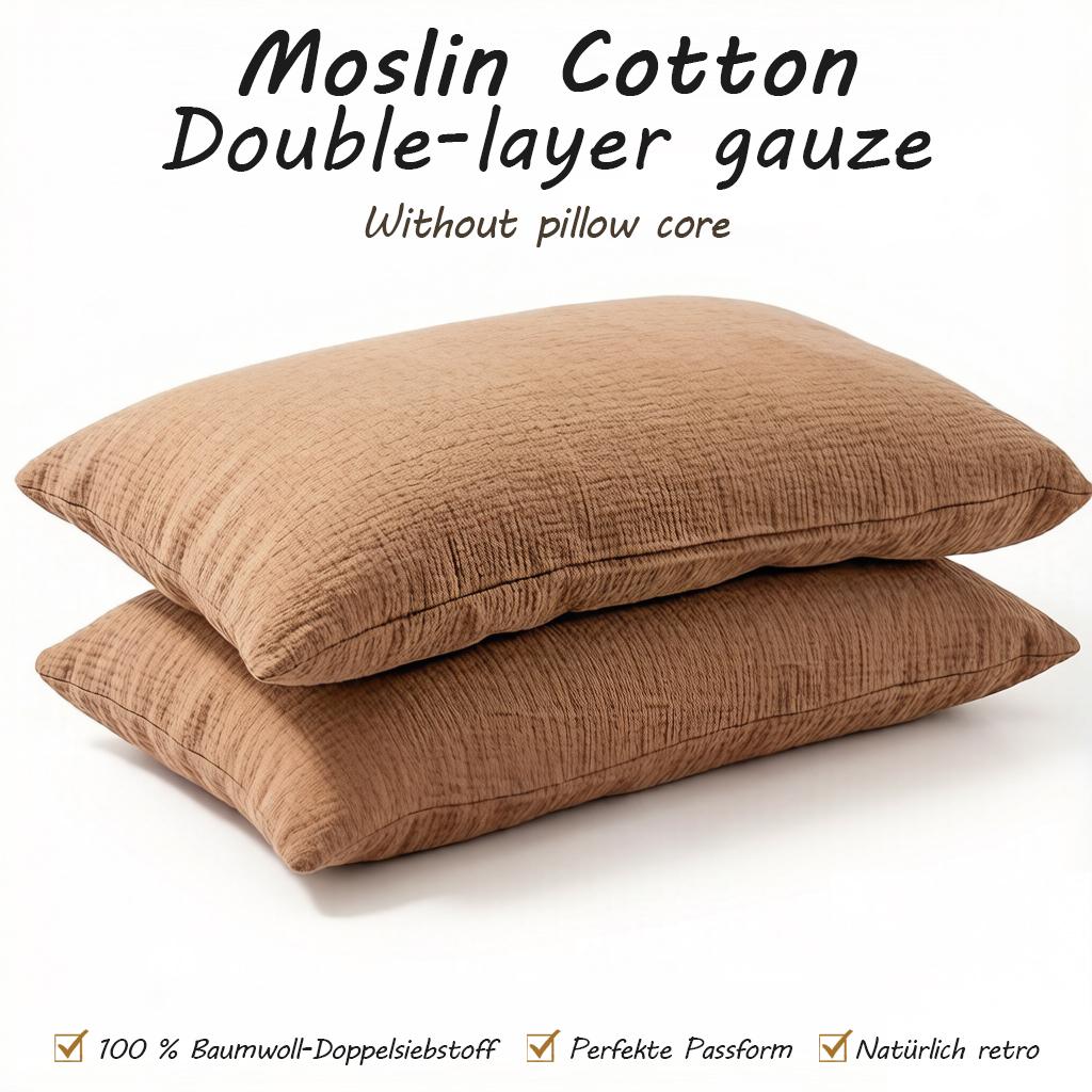 2 Pack Double Layer Cotton Muslin Pillowcases Soft Breathable Bedding for All Seasons Men and Women Bedroom Decor