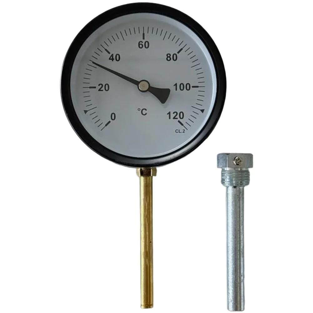 Hausheizung Bimetall-Thermometer Temperaturmesser Thermometerstab 9*100mm Hülse 12*110mm Edelstahlgehäuse