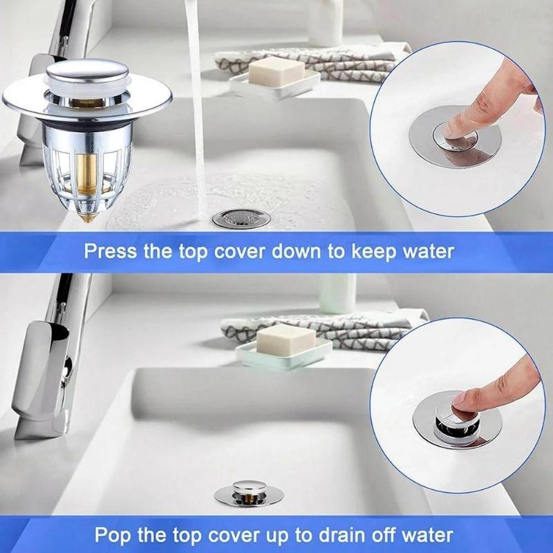 1PC Press Bounce Basin Pop-up Drain Filter Bathroom Shower Sink Filter Plug Wash Basin Hair Sink Strainer Kitchen Bathtub Stopper
