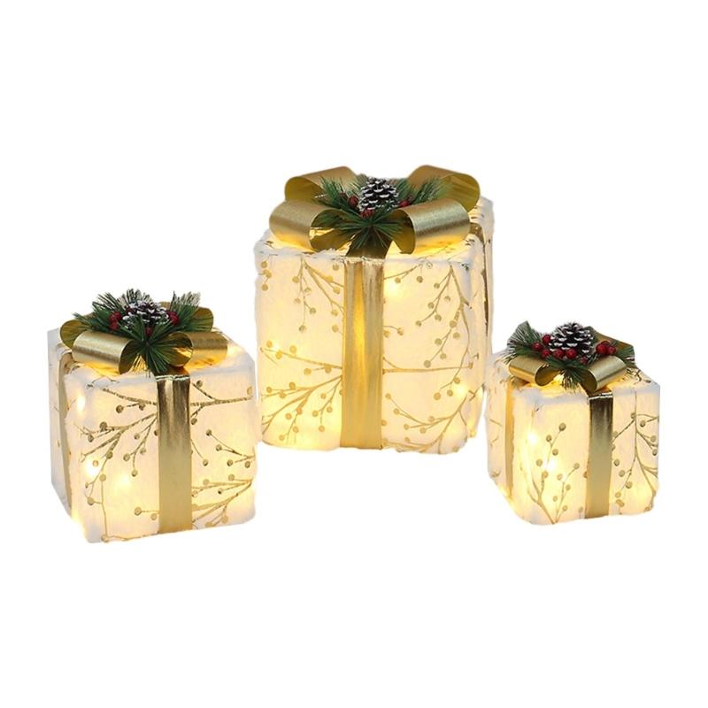 

1 комплект подарункових коробок зі світлодіодним підсвічуванням для святкових прикрас, живлення від основного світлодіодного освітлення