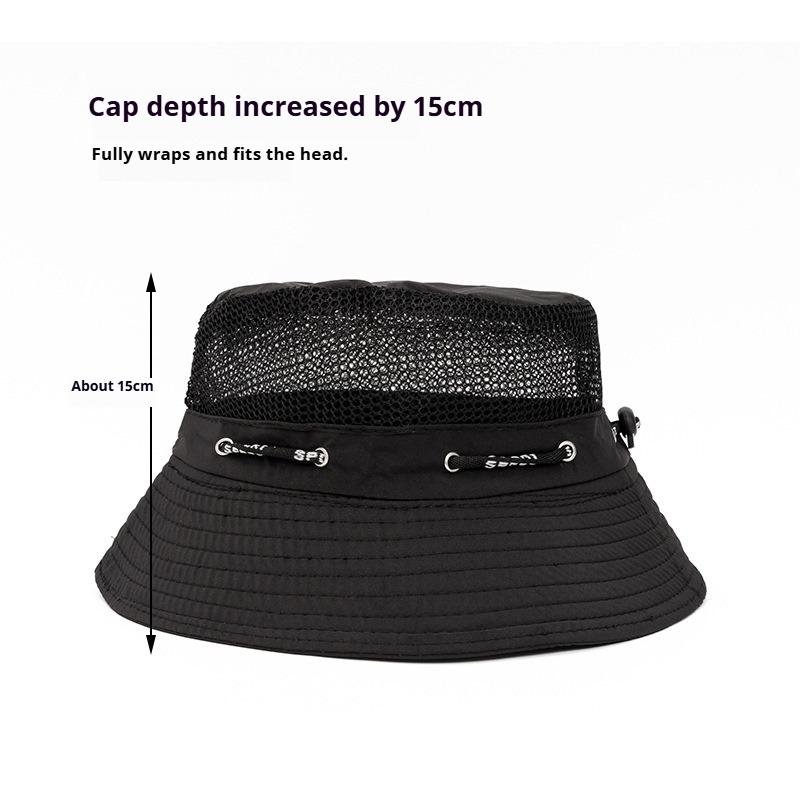 Summer Breathable Mesh Small Basin Hat Solid Color Men's Fishing Outdoor Hiking Fisherman Hat Couple Big Brim Sun Bucket Hat