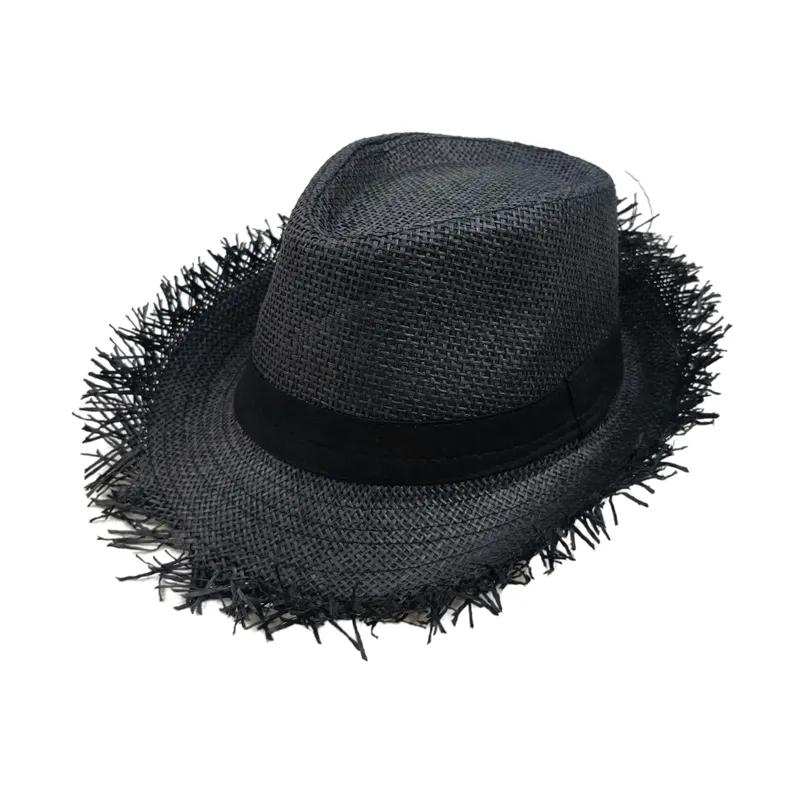 WTEMPO Summer Unisex Breathable Sunscreen Hats Vintage Hand-woven Straw Hats Solid Color Casual Formal Hats