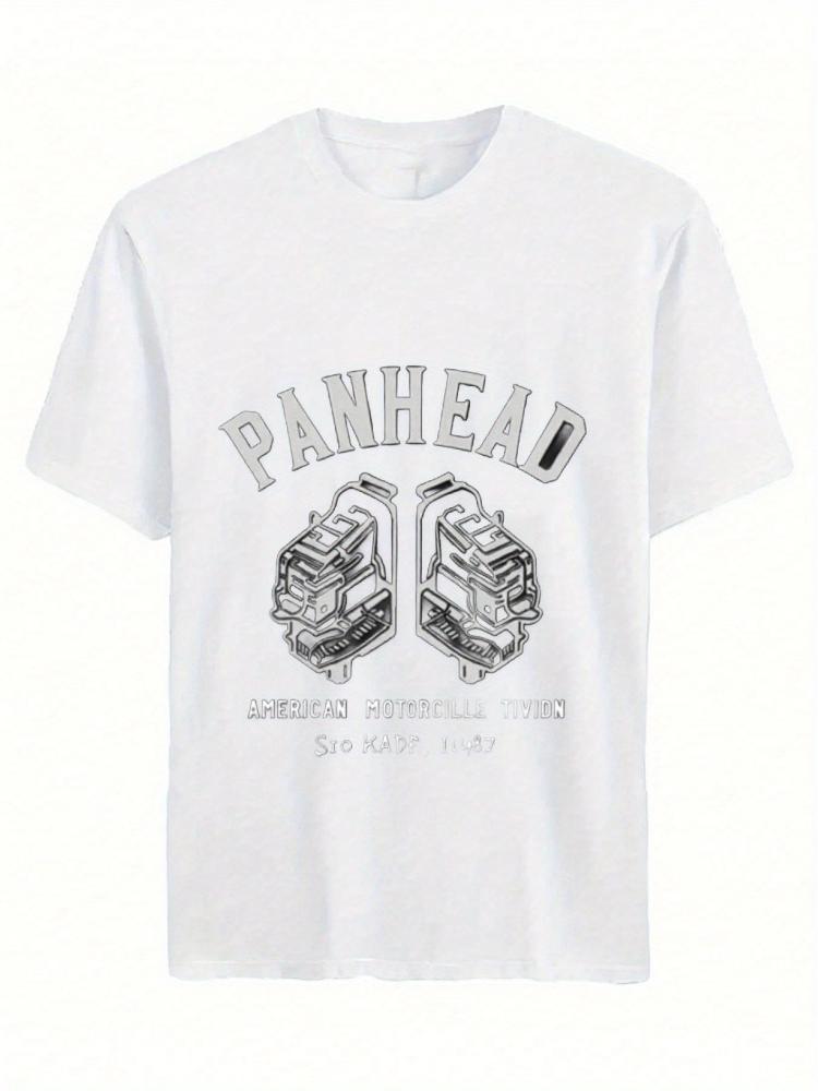 

Vintage Motorcycle with Bold PANHEAD Engine Design100 cotton summer Oneck short sleeve casual printed mens Tshirt S