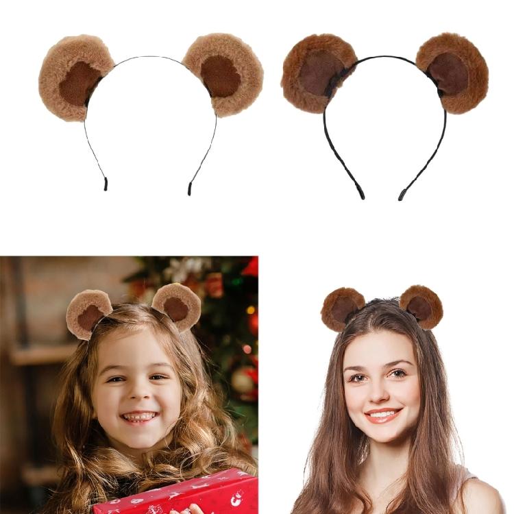 Stretchy Fabric Bear Ears Headwear Skin Friendly Hairband Decorative Hair Hoop Headdress For School Home Parties