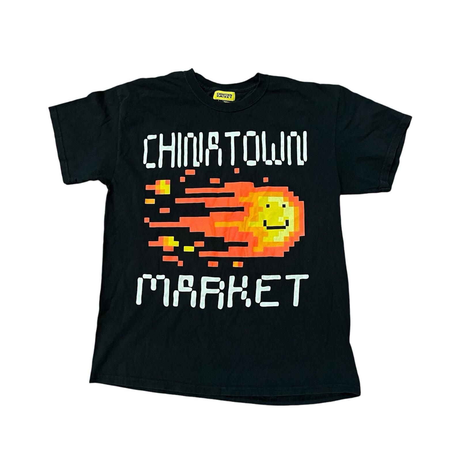 Chinatown Market Pixel Fireball Arcade Logo Mens Black T-shirt Large Streetwear Unisex T-Shirt S