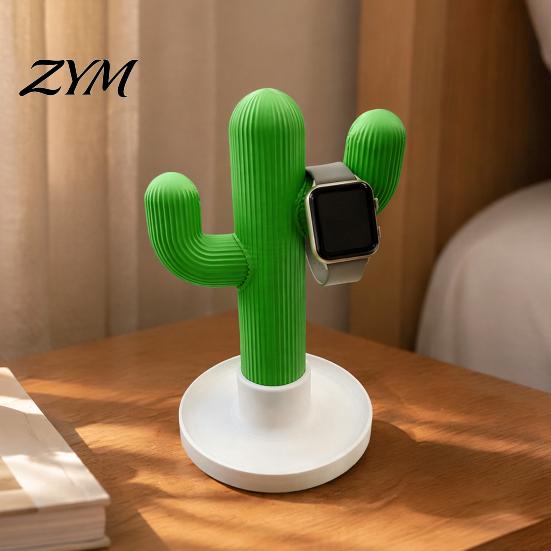 Stable Earphone Display Cactus Headphone Stand And Watch Holder, Desktop Organizer with Cable Storage PLA 3D Printed Tray, Rack for Earphones