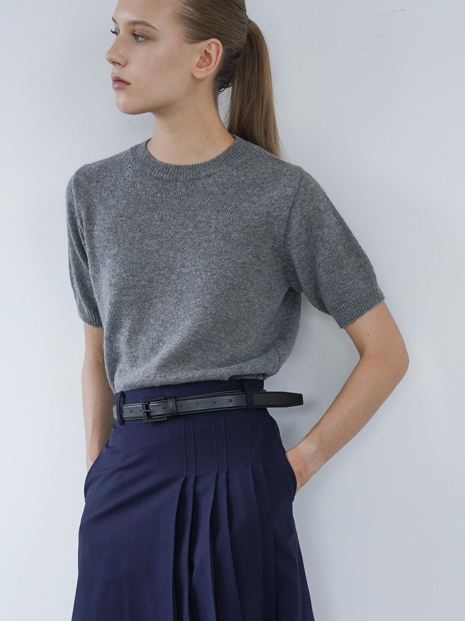 Raye Yuri Cashmere Wool Half Sleeve Knit (Deep Gray)