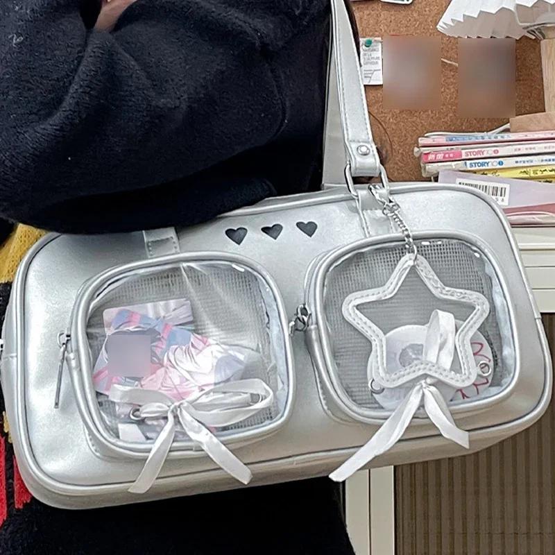 1Pc New Niche Design Women's Bow Harajuku Cute Ita Bag Jk Uniform Ulzzang Shoulder Bag for Girls Y2K Cartoon Handle Bag