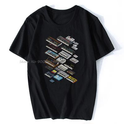 Herren T-Shirt Synthesizer und Drum Machines T-Shirt Damen T-Shirt Baumwoll T-Shirts Tops Anime Harajuku Herrenbekleidung
