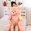 Adorable Tie-dye Teddy Bear Plush Toy With Rainbow Ribbon Soft And Cuddly 100cm