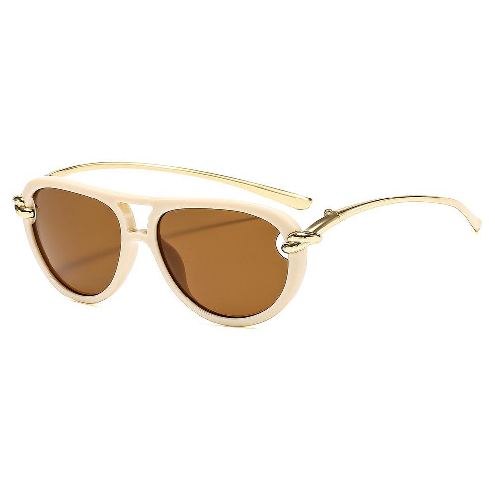 New Fashionable Rope Knot Double-Bridge Metal Sunglasses Women's INS Style Outdoor Street Style UV-Protective Sunglasses
