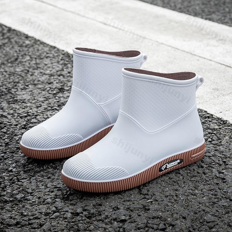 Neue Damen-Regenstiefel Rutschfeste Wasserdichte Schuhe Outdoor Verschleißfeste Gummischuhe Küchenarbeit Wasserdichte Stiefel Kurzer Schaft