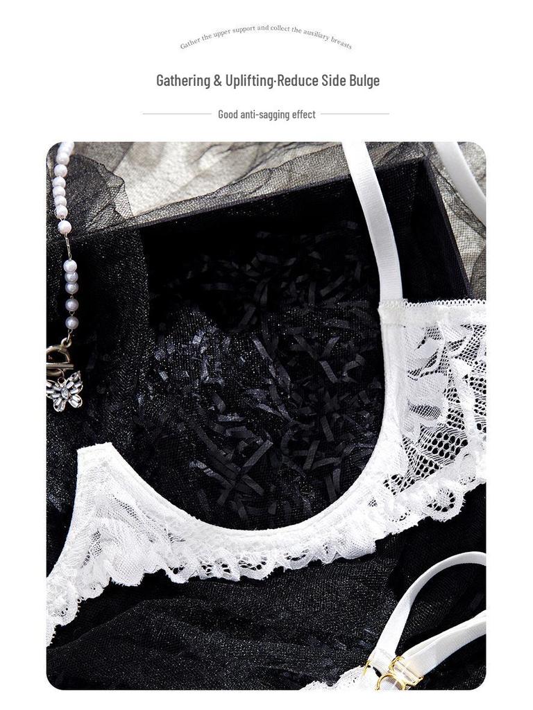 White Lace Three-Point Open Crotch & Bust Lingerie Set with Cutout Thong