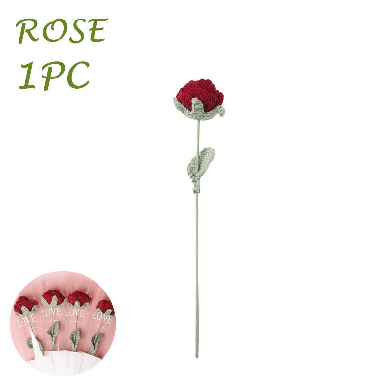 

1-10Pcs Knitting Flower Sunflower Home Decoration Knitted Rose Bouquet Teacher s Day Mother s Day Birthday Gift Handmade Bouquet
