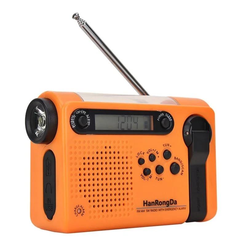 HRD-900 Portable Solar Charging Full Band Radio for Camping Hiking FM AM Radio Flashlight Power Bank Radiogram Radio Solar