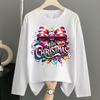 (Asian Size) Women Autumn Winter Letter Sweet 90s Print T Shirt Christmas Holiday Graphic Tee Casual Fashion Top Clothing Long Sleeve T-shirts
