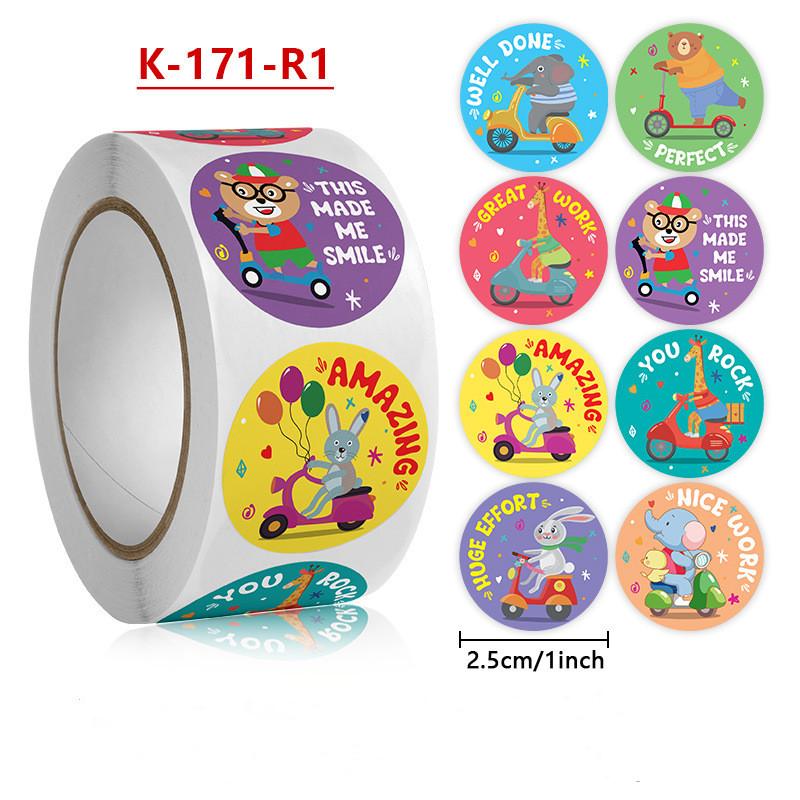 Stickers Cat 500 Pcs/roll Teacher Reward Sticker Fun Motivation Animal Sticker For School Teacher Student Stationery Stickers