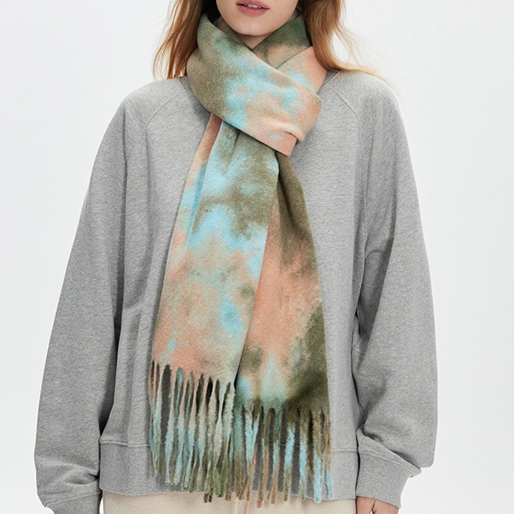 Women's Tie- Boucle Yarn Scarf Warm Neck Warmer for Fall Winter