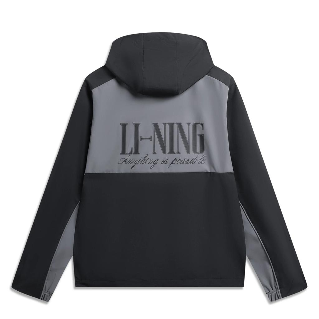 LiNing Sports Lifestyle Series Back Letter Zipper Hooded Versatile Casual Windbreaker Men Outerwear AFDW415-3
