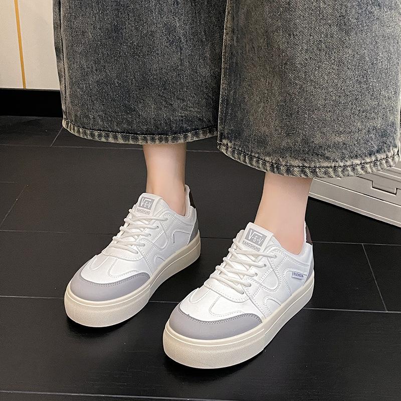 Trend Spring, Summer, Autumn and Winter New Women's Shoes Women's Board Shoes Student Shoes Little White Shoes Low Top Round Head Ribbon