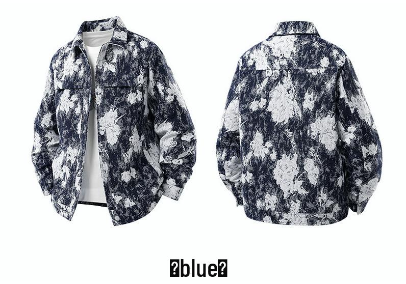 Men's Retro High Street Oil Painting Print Jacket - Spring/Autumn Lapel Style