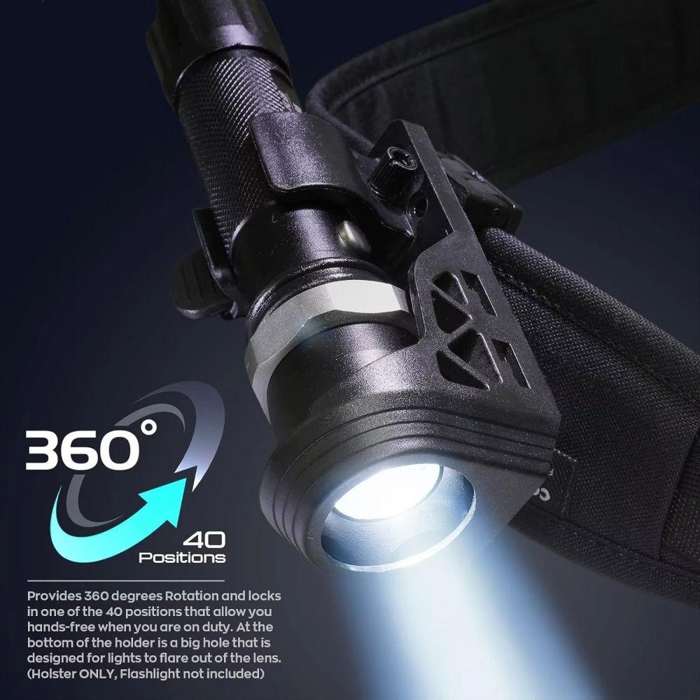 With Lever Side Lock Flashlight Belt Holder 360° Rotating Flashlight Cover  Storing a Flashlight