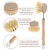 Kitchen Dish Brush Set Wooden Long Handle Pan Brush with 4 Replacement Brush Head kitchen scrubbing brush Pans Pot Brushing Tool