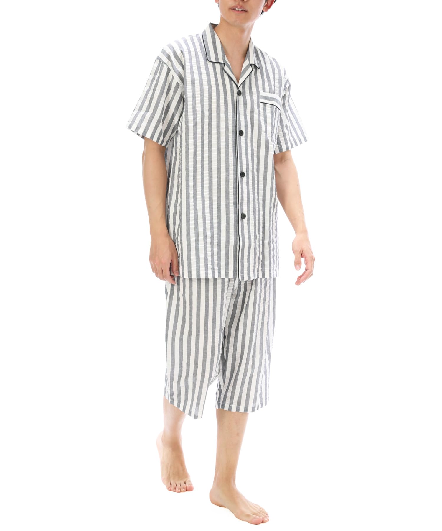 

ON NISHIKI Летний комплект с коротким рукавом, охлаждающий футбольный топ и низ, домашняя одежда, размер мужской пижамы, 100% хлопок, ткань, приятный к коже, с открытой передней частью, комплект,