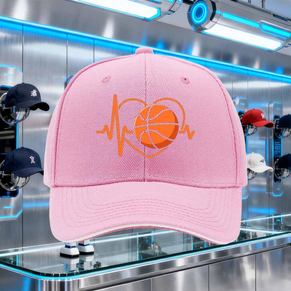 Basketball Heartbeat EKG Love Graphic Baseball Cap Polyester Adjustable Sports Outdoor Cap