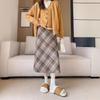 Woolen Hip Skirt Autumn and Winter New Long Skirt for Women All-match High Waist Slim A-line Retro Oblique Plaid Plaid Skirt