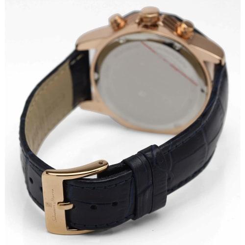 Salvatore Marra Men's Navy Chronograph Watch, 10 ATM Water Resistant, Leather Strap, SM15104S-PGNVPG