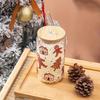 16oz Gingerbread Man Pattern Transparent Drinking Glass Can High Borosilicate With Bamboo Lid Uv Custom Sticker Christmas Gift