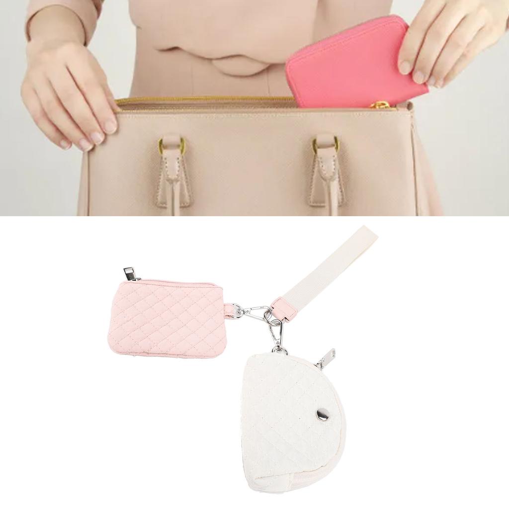 Mini Zip Around Wristlet Wallet Stylish Look Detachable Portable Dual Pouch Wristlet Keychain Wallet