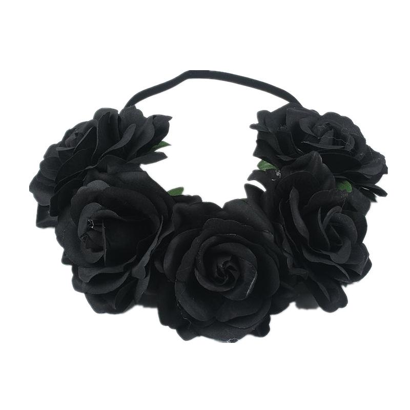 Halloween Rose Hair Band Hair Hoop Cosplay Costume Party Flannel Flowers Crown Headband Festival Hair Garland Wedding